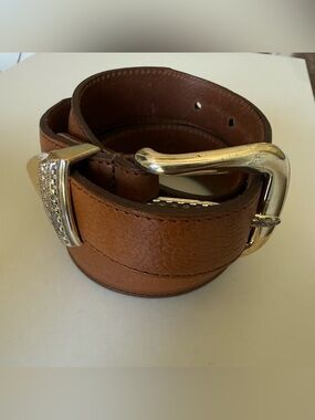 FootJoy Brown Leather Belt with Silver Tone Hardware Size 42 69318